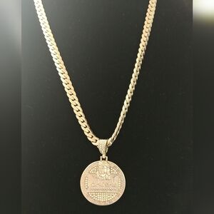 Silver Iced Out 3D Last Supper Necklace